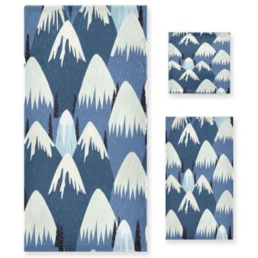 Imagem de xigua Conjunto de toalhas de banheiro de paisagem de montanha toalha de banho macia absorvente de 3 peças toalha de mão toalhas decorativas para banheiro, academia, hotel, praia, piscina