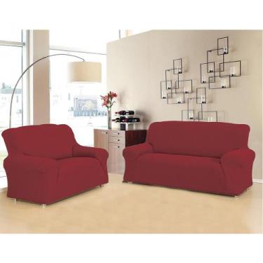 Imagem de Kit Capas para Sofás 2 e 3 Lugares Vermelho New City Casa Doro Sultan,