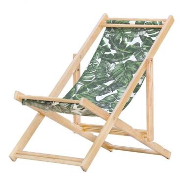Imagem de Cadeira Espreguiçadeira Preguiçosa Dobrável S-b-folhas Verdes