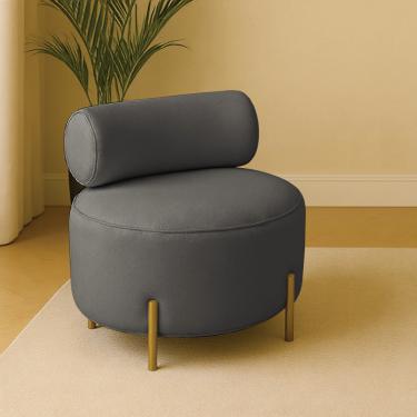 Imagem de Poltrona Sala Ilha Orgânica Éden Pé Aço Lateral Dourado Bouclê Grafite E03 - D'Rossi