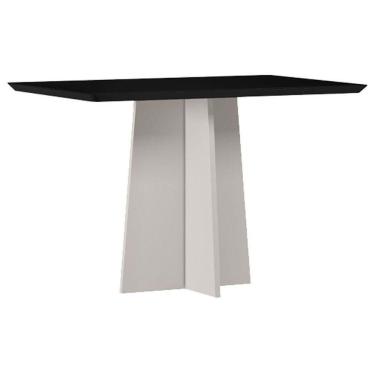Imagem de Mesa De Jantar Anitta 120x80 Cm Com Vidro Off White Preto