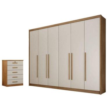 Imagem de Guarda Roupa Casal Bragança E Gaveteiro Suiça Cumaru 25 Fendi - Horizonte