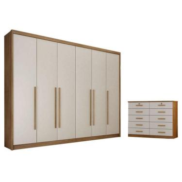 Imagem de Guarda Roupa Casal Bragança E Gaveteiro Milão Com Chave Cumaru 25 Fendi - Novo Horizonte