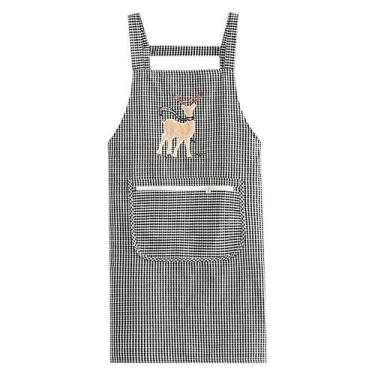 Imagem de Avental de cozinha unissex estilo coreano Li com veado bordado - yiwei