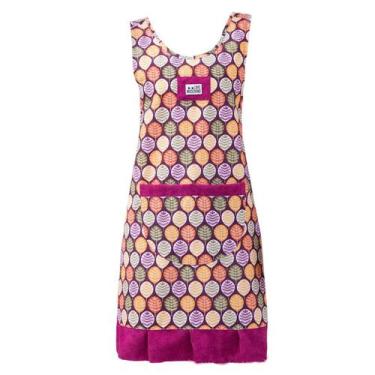 Imagem de Avental de veludo cotelê vintage com estampa de folhas e bainha com ba