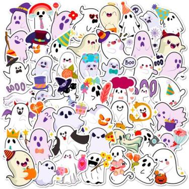 Imagem de Pacote de adesivos Cute Ghost Vinyl, 50 unidades à prova d'água para o