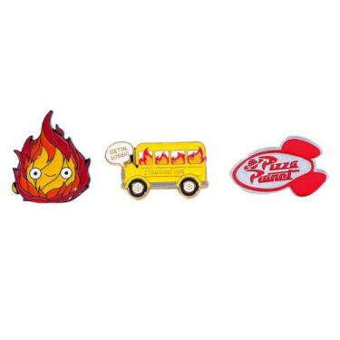 Imagem de Conjunto de alfinetes de broche Cartoon Fire Creative Alloy - yiweisai