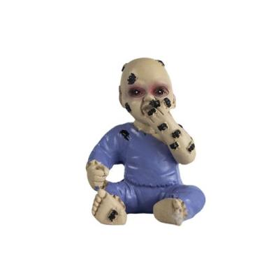 Imagem de Escultura de resina para decoração de jardim Creepy Baby com moscas 7,