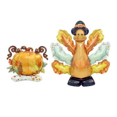 Imagem de Conjunto de balões metalizados para festa de Ação de Graças 3D Standin