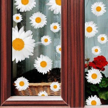Imagem de Adesivos de parede Bohemian Daisy Flower PVC removíveis 20x30cm - yiwe