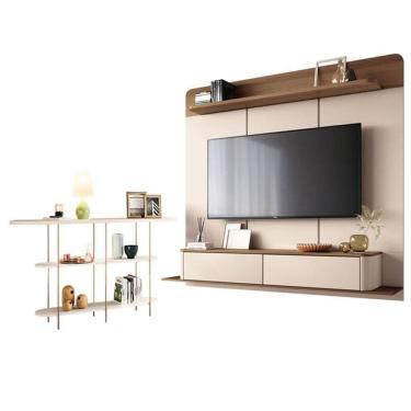 Imagem de Home Suspenso Galax Castanho Off White E Aparador Infinity Off White- Hb Móveis