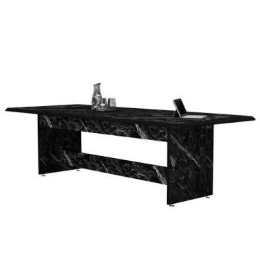 Imagem de Mesa De Jantar MDF 220x90 8 Lugares Com Tampo Marmorizado - Casa Dos S