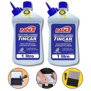Imagem de Kit 2 Tintas Para Almofada De Carimbo Alto Rendimento Azul 1 Litro Cad