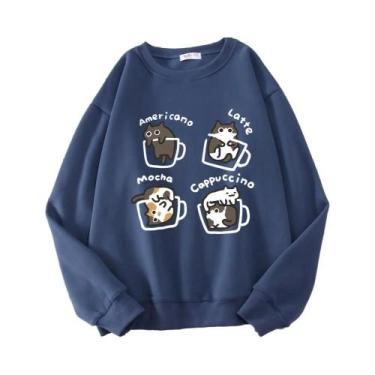 Imagem de Hoodie Estilo Americano Com Estampa De Gato Para Homens E Mulheres, Su