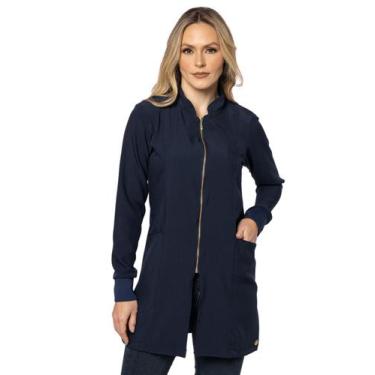 Imagem de Jaleco De Ziper Feminino Acinturado Two Way Punho Gola Padre - Carbell