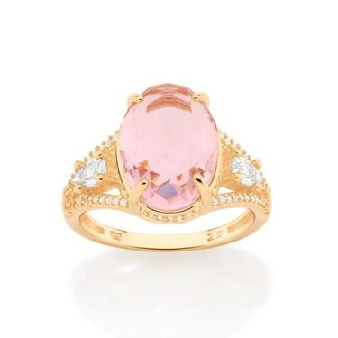 Imagem de Anel Rommanel Folheado a Ouro com Cristal e Zircônia 513032, 14, Doura