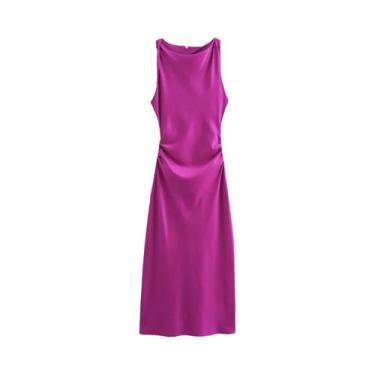 Imagem de Vestido Midi Longo De Cetim Sem Mangas Para Mulheres, Sexy, Elegante, 