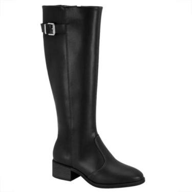 Imagem de Bota Feminina Beira Rio Cano Longo Salto Montaria 9087106, 35, Preto