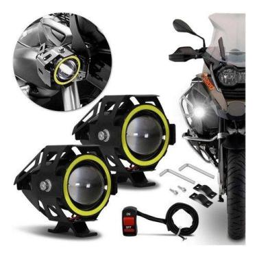 Imagem de Farol De Milha Para Moto Auxiliar Universal Led Angel Eyes Alfa.shop -