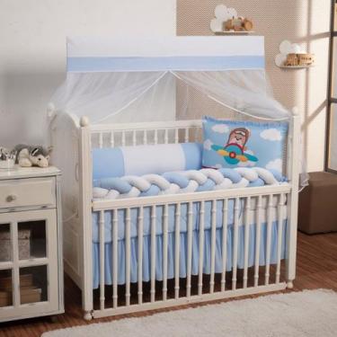 Imagem de Kit berço estampado bebê herói vitorioso com mosquiteiro 9 pçs - RG SH