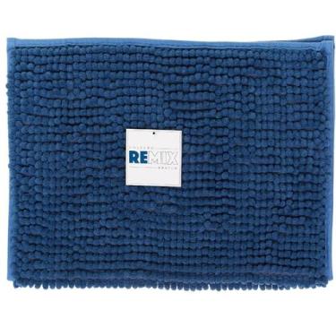 Imagem de Tapete Microfibra Antiderrapante Camesa Popcorn 58X38 cm, Marinho