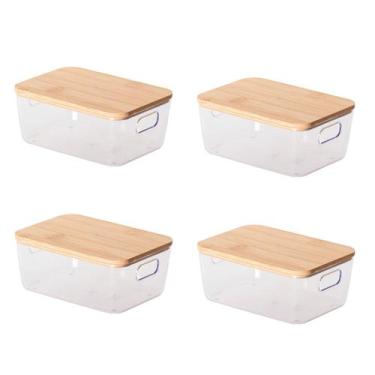 Imagem de Kit 4 Pote Para Alimentos Idealle C/ Tampa  Eco Bambu - Paramount