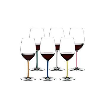 Imagem de Conjunto 6 Taças de Vinho Fatto a Mano Haste Colorida Riedel