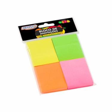 Imagem de Bloco De Anotações 38x51mm Colorido Neon Brw 04un Com 100fls