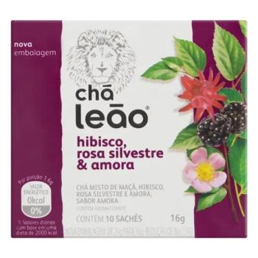 Imagem de Chá Leão hibisco, rosa silvestre & amora em sachê.