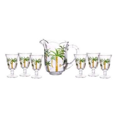 Imagem de Conjunto Jarra 1,3 litros + 6 taças 240ml de cristal Hand Painting Pal