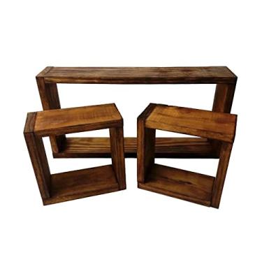 Imagem de KIT NICHO DECORATIVO MADEIRA RÚSTICO TRIO ESPECIAL - NOGUEIRA E CRU (Nogueira)