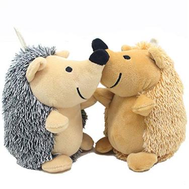 Imagem de Brinquedo de pelúcia macio para animais de estimação, porco-espinho de pelúcia para cães pequenos, médios e grandes, pacote com 2