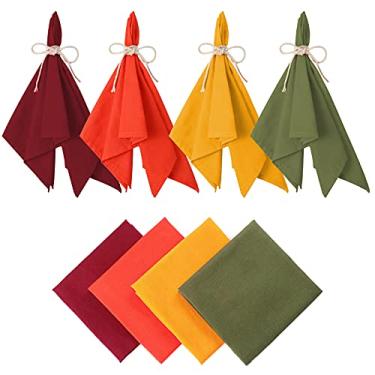 Imagem de Tatuo 8 guardanapos de pano de outono 48 x 43 cm mesa de tecido lavável de ação de graças confortável de linho de outono guardanapos de jantar de tecido reutilizável coquetel para jantar familiar de
