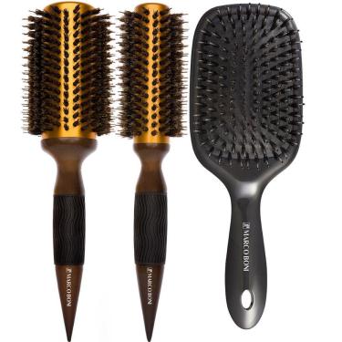 Imagem de Kit escova térmica javali M G E raquete almofadada marco boni