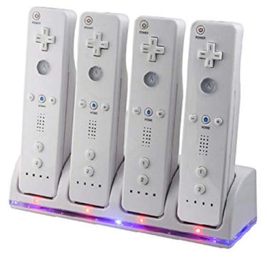 Imagem de Rehomy Doca de carregamento do controlador 4 em 1 com 4 baterias recarregáveis e indicadores de LED para controle remoto Wii (controle remoto não incluído)