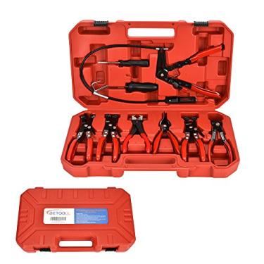 Imagem de BETOOLL Alicate de braçadeira de mangueira de 9 peças, automotivo profissional com fio flexível de longo alcance, garra giratória tipo Clic R e alicate de banda plana para aquecedor de radiador de