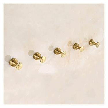 Imagem de Prateleira do banheiro Gancho de casaco de cobre antigo, Único gancho montado montado-gancho-cobre Decorativo Blacksmith Handmade simples para banheiro e cozinha, pacote de 5 dourados Prateleiras de b