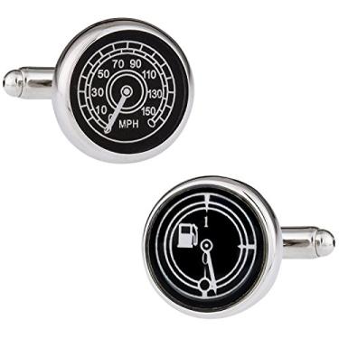 Imagem de Cuff-Daddy Speedometer & Fuel Gauge Silver Abotoaduras automotivas para carro com caixa de apresentação