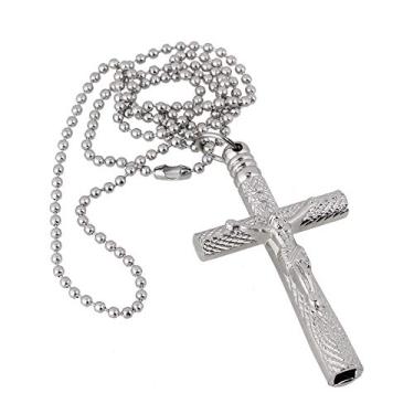 Imagem de lovermusic Chave de ajuste de pele de tambor crucifixo de aço cromado com corrente longa prata da lovermusic