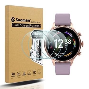 Imagem de Suoman Pacote com 4 para Smartwatch Fossil Gen 6 Feminino Vidro Temperado para Smartwatch Fossil Gen 6 Feminino [Antiarranhões] [Dureza 2.5D 9H]