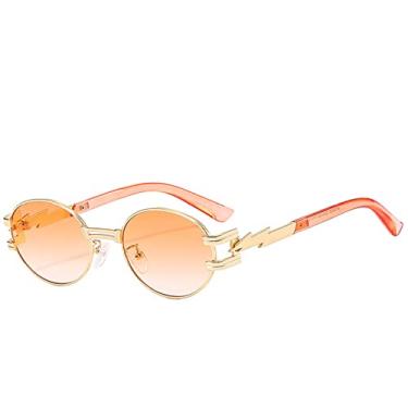 Imagem de Óculos de sol redondos de metal fashion steampunk feminino masculino designer proteção solar óculos de sol hip hop vintage tons góticos, chá duplo dourado c7, tamanho único