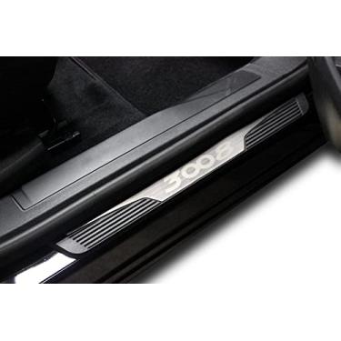 Imagem de Protetor de Scuff de Peitoral da Porta do Carro para Acessórios Peugeot 3008, Intertor de Guarnição de Placa de Entrada de Porta Conjunto de 4 peças