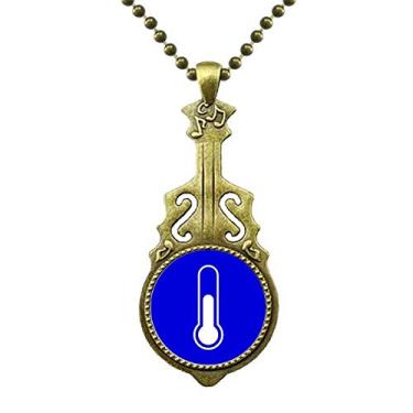 Imagem de DIYthinker Colar de Marca de Aviso Quadrada Azul Temperatura, Pingente de Música de Guitarra Antiga