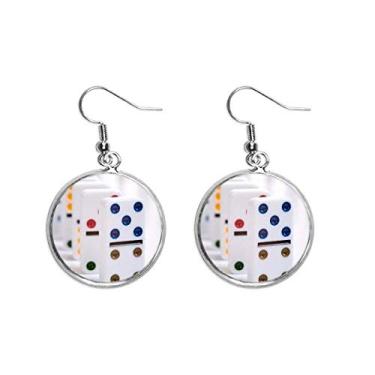 Imagem de Brincos Pai Gow Dominoes Dice Gambling Ear pendentes prata joia feminina