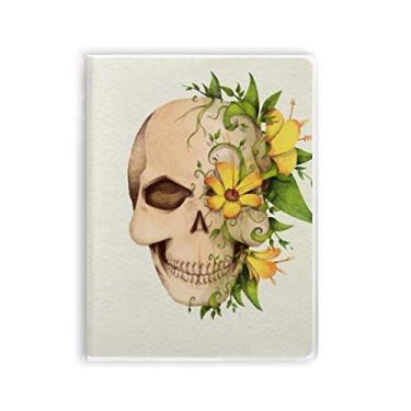 Imagem de Caderno de ilustração de esqueleto de flor com caveira, capa de goma Diário capa macia
