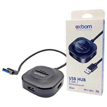 Imagem de HUB USB 3.0 5Gbps 5x1 Leitor Cartão 3 portas Micro SD Carregador