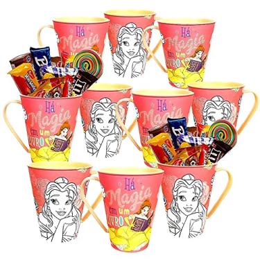 Imagem de Kit 10 Canecas Princesa Bela Lembrancinhas e Decora��o festa infantil 360ml com al�a Bela e a Fera X�cara Pl�stico