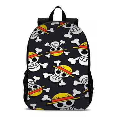 Imagem de Mochila Infantil Meninos Caveira Pirata Chapeu de Palha Animes e Séries-Unissex