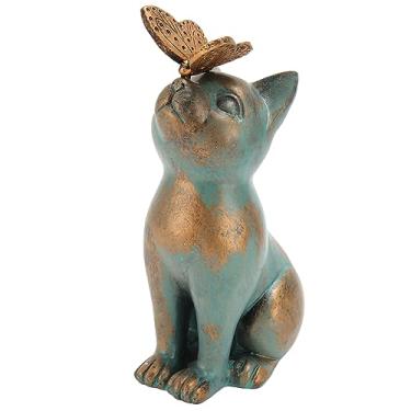 Imagem de Estatueta de Gato, Estátua Multiuso de Gato de Jardim Estilo retrô para Varanda de Gramado
