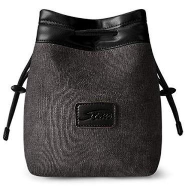 Imagem de S-ZONE bolsa macia para câmera DSLR inserção bolsa de mão cordão lente capa compatível com Canon Nikon Sony, Dark Gray, Small